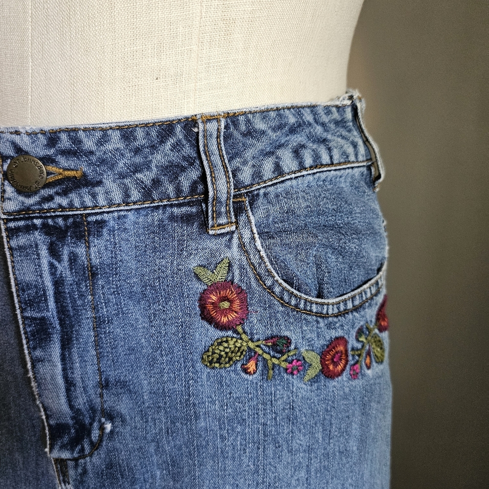 Embroidered Denim Maxi Skirt Size 10